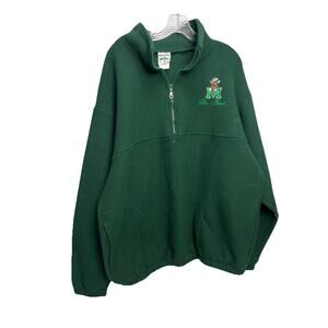 VINTAGE Marshall Thundering Herd Jacket Mens Large Green Fleece Full Zip